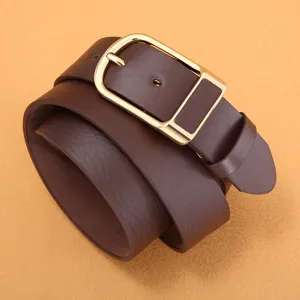 Heren casual PU leren riem met stijlvolle gouden rechthoekige gesp voor jeans dagelijks gebruik