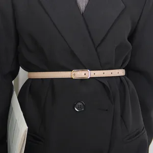 Women thin leather belt minimalist stylish waist accessory for jeans and dresses chic everyday wear