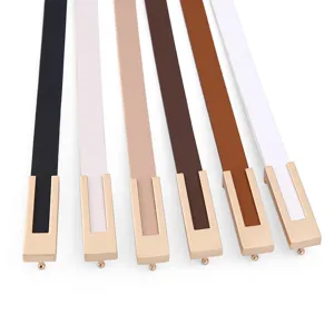 Ceinture fine et élégante pour femme en cuir avec boucle dorée pour jeans et robes tendance.