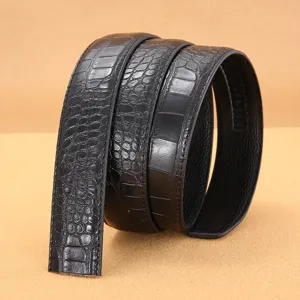 Sangle de ceinture automatique motif crocodile homme noir cuir affaires decontracte