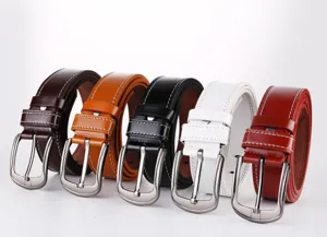Men's casual PU leather belt with classic pin buckle and multi-color options for daily wear.