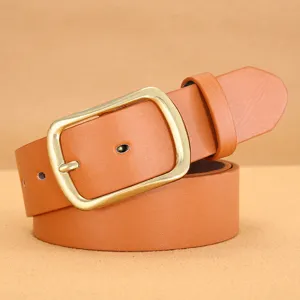 Heren PU lederen riem met rechthoekige gesp, casual bruine jeansriem voor dagelijks gebruik.