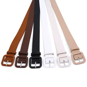 Women fashion belt simple casual jeans belt set multi color stylish square buckle strap