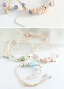 Keramik Ozean Tier Armband Handgemachte Perlen Muschel Seestern Suesse Damen Schmuck