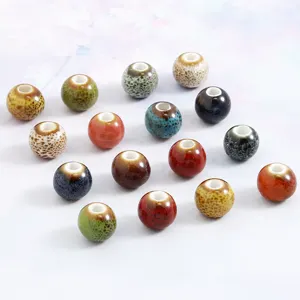 Vintage Ceramic Beads Mixed Glaze Round Loose Beads Ceramic Craft Beads For DIY Bracelet Necklace Jewelry Making