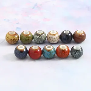 Vintage ceramic round loose beads mix glaze 8mm DIY bracelet jewelry making accessories