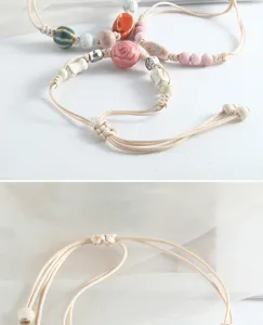 Bracelet de perles en céramique de Jingdezhen fait main style chinois bijoux littéraires