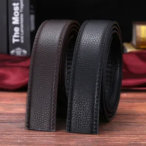 Cintura in pelle da uomo cinturino di ricambio senza fibbia motivo litchi casual