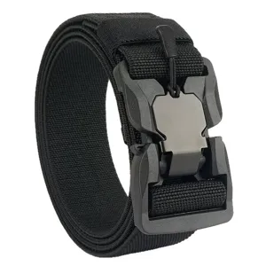 Unisex Tactical Nylon Belt Quick Release Magnetic Buckle Stretch Woven Belt Casual Outdoor Training Waist Belt