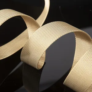 Gold woven belt strap with fine textured pattern for outdoor tactical waist accessories daily use