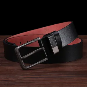 Men's leather belt business casual simple metal pin buckle soft strap classic pants belt