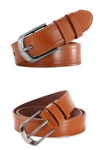 Men's embossed leather belt casual vintage trousers belt with stylish pin buckle.