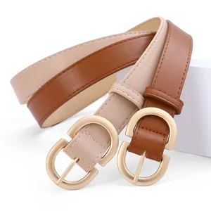 Women PU leather belt stylish designer buckle waist strap casual dress jeans accessory apparel