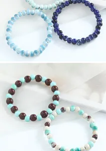 Ensemble de bracelets de perles en céramique, style minimaliste bijoux colorés simple brin détails
