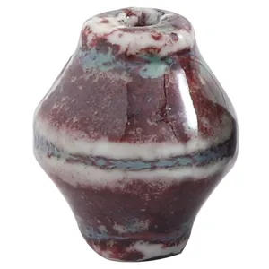 Handmade ceramic conch loose bead for DIY jewelry making, vintage glazed necklace accessory.
