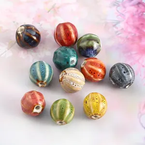 Perline di ceramica stile anguria colorate per accessori di braccialetti fatti a mano