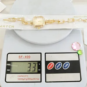 Square luxury women watch with stylish chain strap elegant gold design daily wear accessory