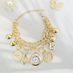 Mode Damen Armbanduhr Luxus Legierung Strass Mehrlagige Kette Herz Stern Mond Anhänger Quarzuhren Schmuck Geschenk Für Damen