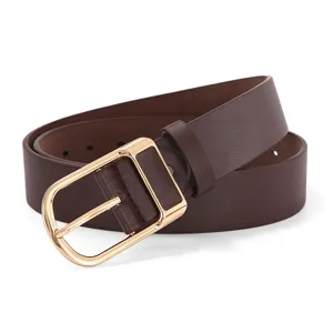 Stijlvolle bruine PU lederen riem voor heren met goudkleurige metalen gesp trendy