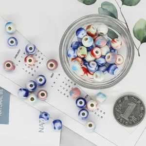 Χειροποίητες κεραμικές χάντρες DIY πολύχρωμες γυαλισμένες χάντρες για κοσμήματα