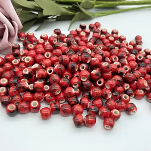 DIY κόκκινες μαύρες κεραμικές χάντρες χύμα για χειροποίητα κοσμήματα βραχιόλια σκουλαρίκια