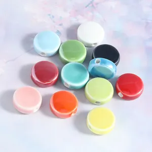 Colorful flat ceramic beads for DIY bracelet jewelry making, handmade accessories main view