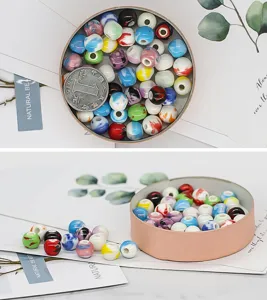 10mm Jingdezhen ceramic glazed loose beads DIY handmade jewelry making bracelet necklace accessories