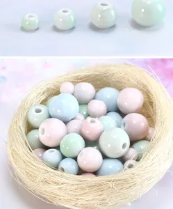 Ceramic loose beads pastel candy color spacer beads for handmade bracelet jewelry making.