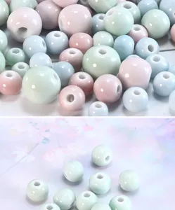 Pastel ceramic loose beads for DIY bracelets, colorful candy spacer beads for handmade jewelry making