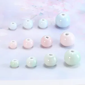 Candy color ceramic loose beads DIY bracelet necklace craft accessories round porous beads