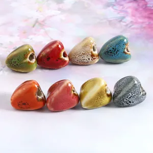 Retro ceramic beads irregular zongzi shape DIY loose beads for handmade bracelet jewelry making