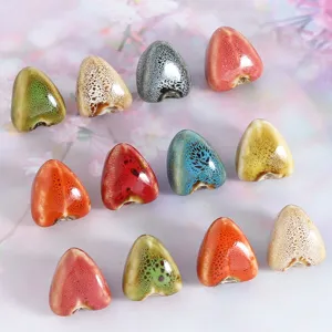 Retro ceramic beads zongzi shaped DIY loose beads colorful crackle glaze jewelry making supplies