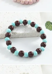 Bracelet de perles en céramique de Jingdezhen pour femmes, bijoux minimalistes faits main.