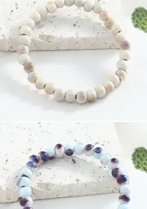 Details du bracelet de perles en ceramique Jingdezhen avec de superbes degrades de couleur.