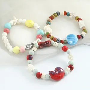 Charming Jingdezhen ceramic beaded bracelet set, sweet multi-style design, perfect gift choice.