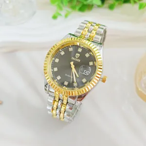 Roestvrijstalen quartz horloge met strass steentjes en datumweergave stijlvol