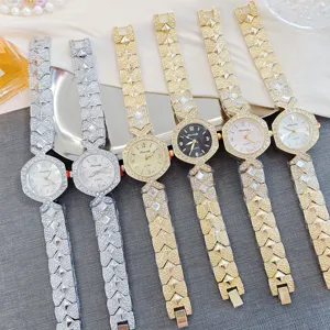 Vrouwen strass kwarts horloge luxe geometrische armband sprankelend elegante stijl mode chic