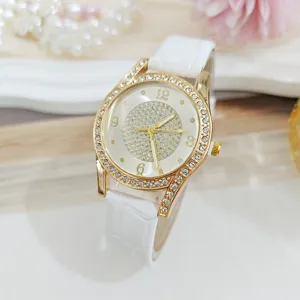 Luxe Dames Sterrenhemel Strass Quartz Horloge Elegant Mode Ingelegde Diamanten Wijzerplaat PU Lederen Band Dames Polshorloge Sieraden