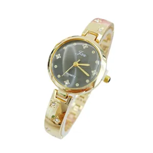Gouden strass-dameshorloge met quartz, elegante vintage armbandvorm voor dagelijks.
