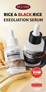 Vista detallada del sérum exfoliante con extracto de arroz y arroz negro para hidratación profunda.