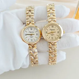 Fashion Luxury Women Quartz Watch Round Roman Numerals Elegant Alloy Metallic Steel Band Analog Wristwatch Everyday Commuting Jewelry Watch For Women