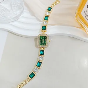 Reloj de Pulsera de Lujo Cuadrado con Piedras Incrustadas para Mujer Elegante Reloj de Cuarzo de Aleación con Strass Regalo de Moda