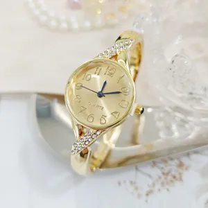 Luxe Strass Armbandhorloge voor Dames Elegant Mode Kwartshorloge met Ingelegde Diamanten Analoog Sieradenhorloge