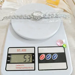 Women vintage rhinestone bathtub watch luxury stainless steel bracelet wristwatch 53g