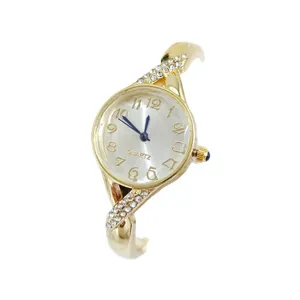 Gouden strass stenen dames armband horloge quartz elegante mode luxe polshorloge