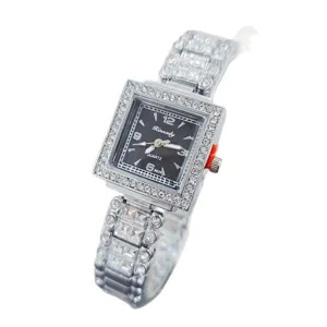 Reloj de cuarzo cuadrado de lujo con diamantes de imitación para mujer, elegante reloj diario.