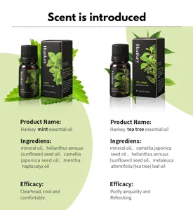 Hankey natural essential oil set mint and tea tree soothing refreshing skincare care 10ml