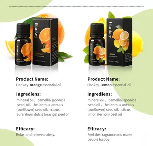 Hankey natural plant massage essential oil set, orange and lemon scents for skin care and relaxation.