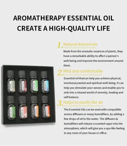 Aromatherapy essential oil gift set with 8 bottles, perfect for diffusers and humidifiers.
