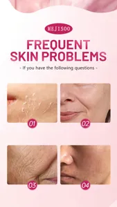 Skin problems detail banner for polypeptide microneedle essence showcasing fine lines and wrinkles.